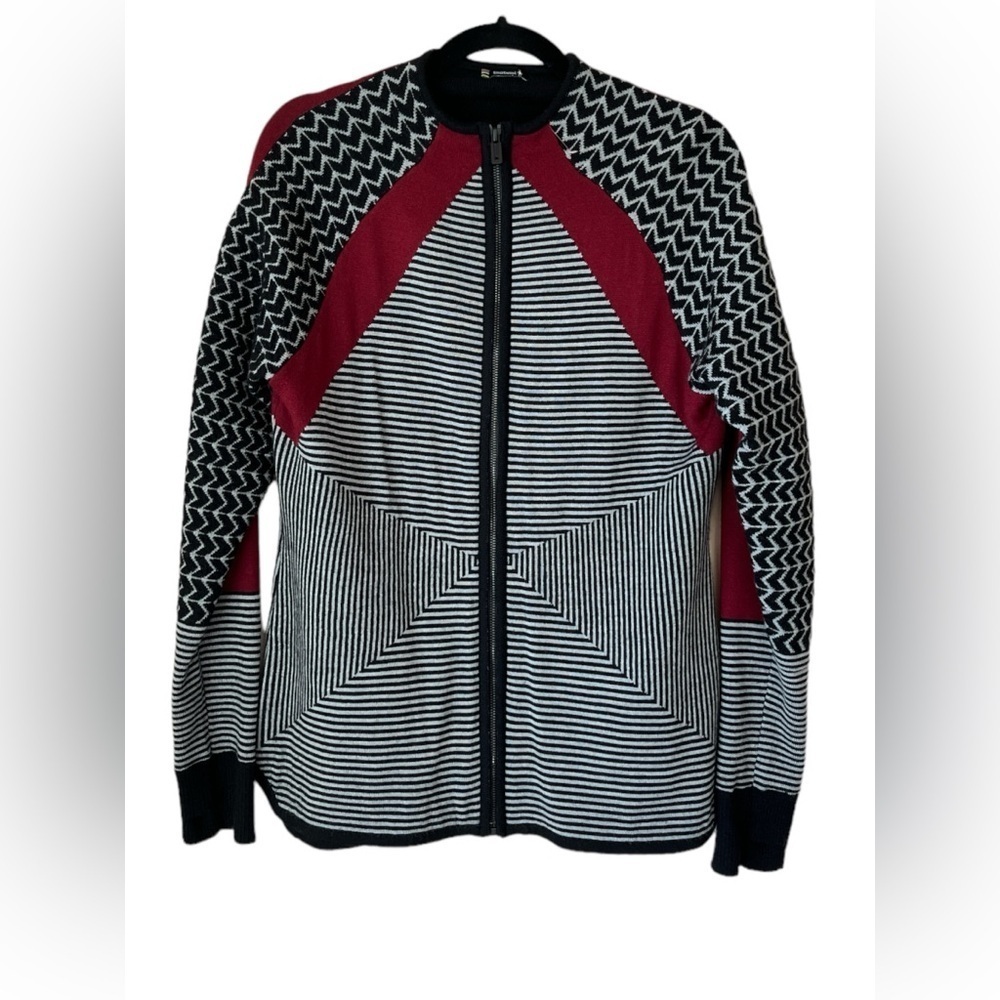 Smartwool Black and Red Patterned Cardigan